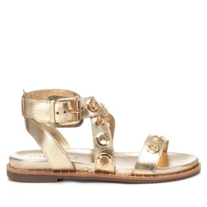 Women's Gladiator Sandal With Eyelet Detail In Gold