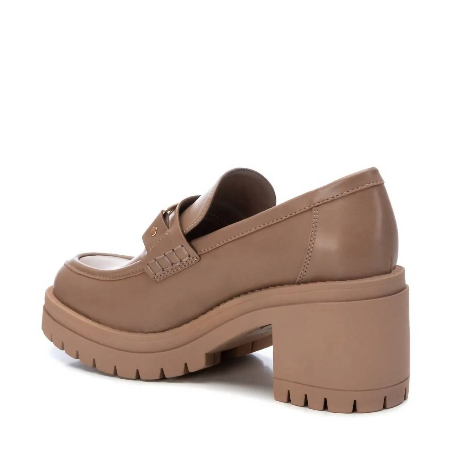 Women's Heeled Moccasins In Light Brown