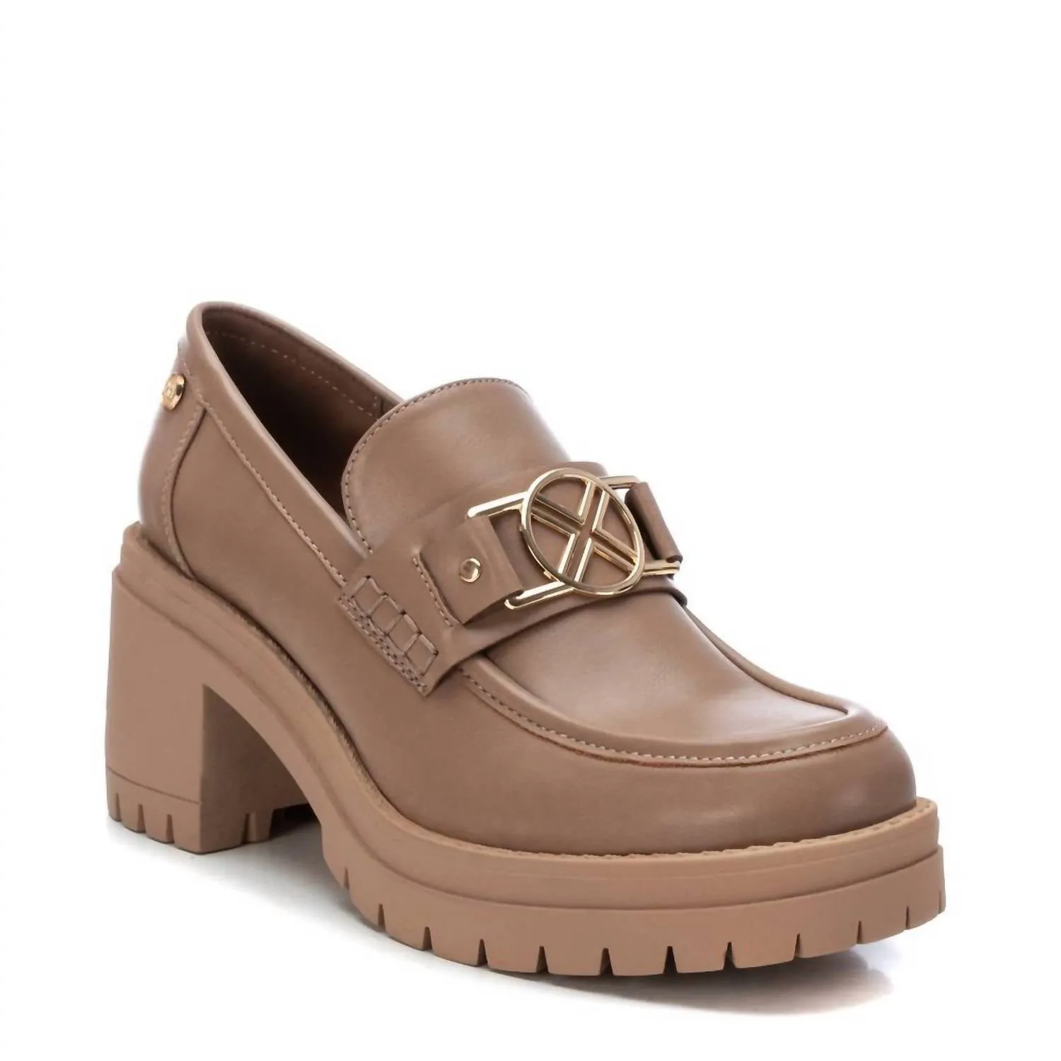 Women's Heeled Moccasins In Light Brown