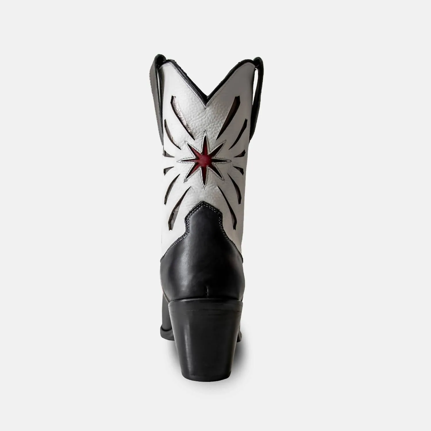 Women's Italian Western Premium Leather Show Boots In White & Black