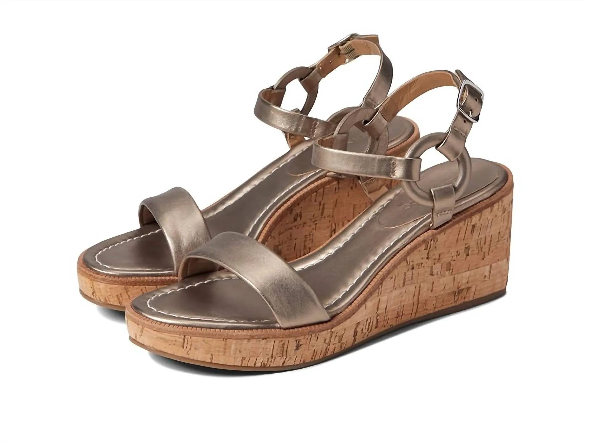 Women's Kennedy Wedge Sandals In Platinum Glove Leather