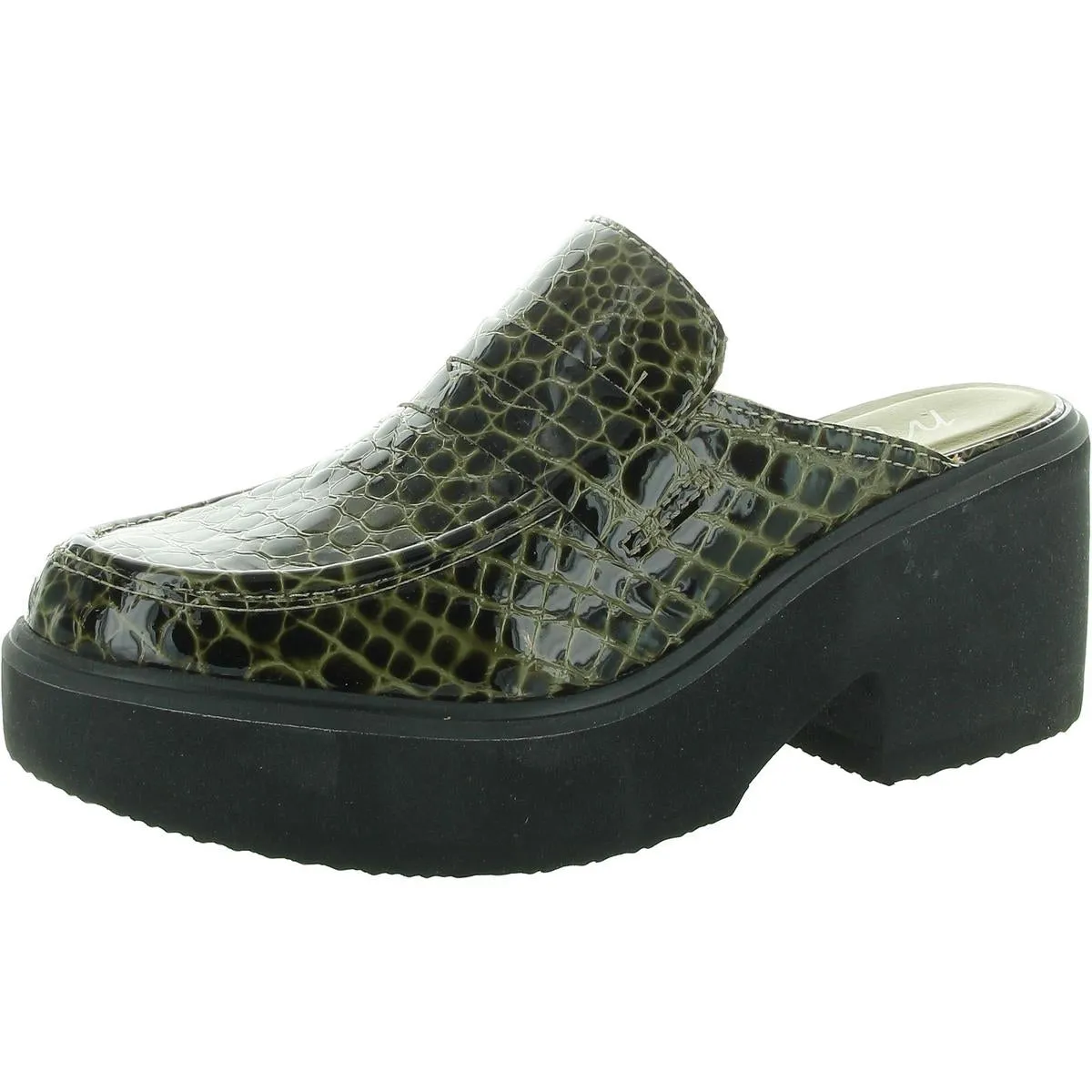 Womens Laceless Leather Platform Heels