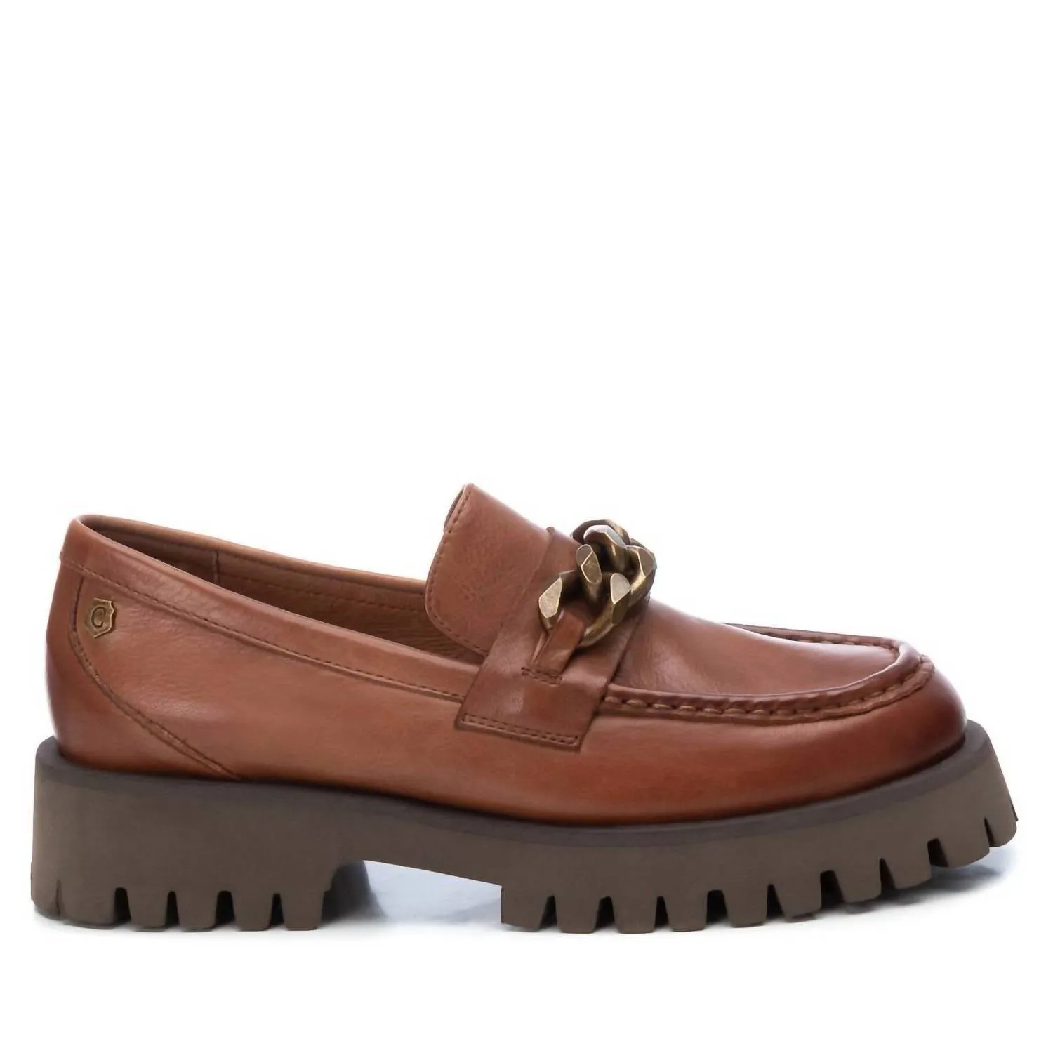 Women's Leather Moccasins In Camel