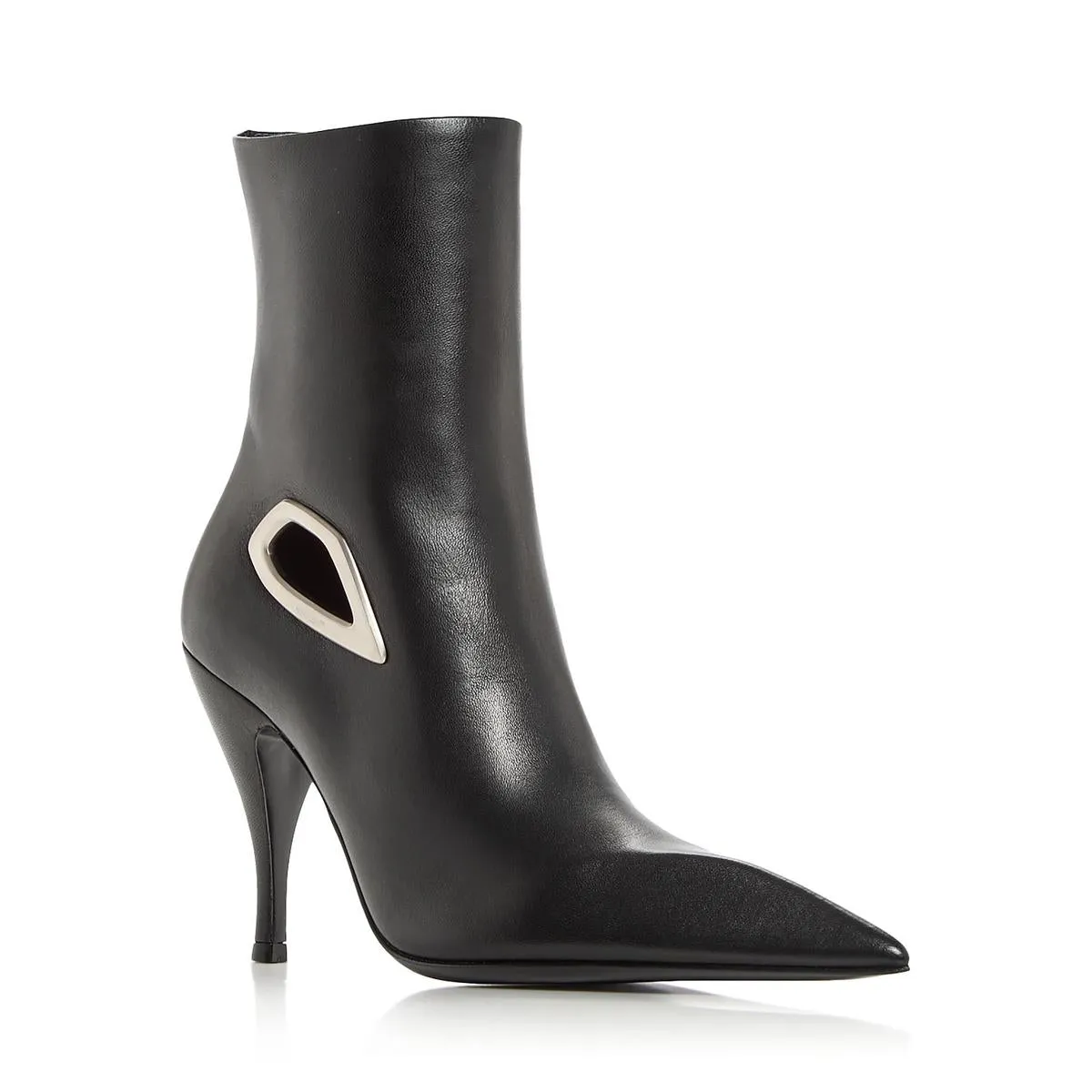 Womens Leather Pointed Toe Mid-Calf Boots