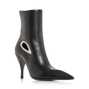 Womens Leather Pointed Toe Mid-Calf Boots