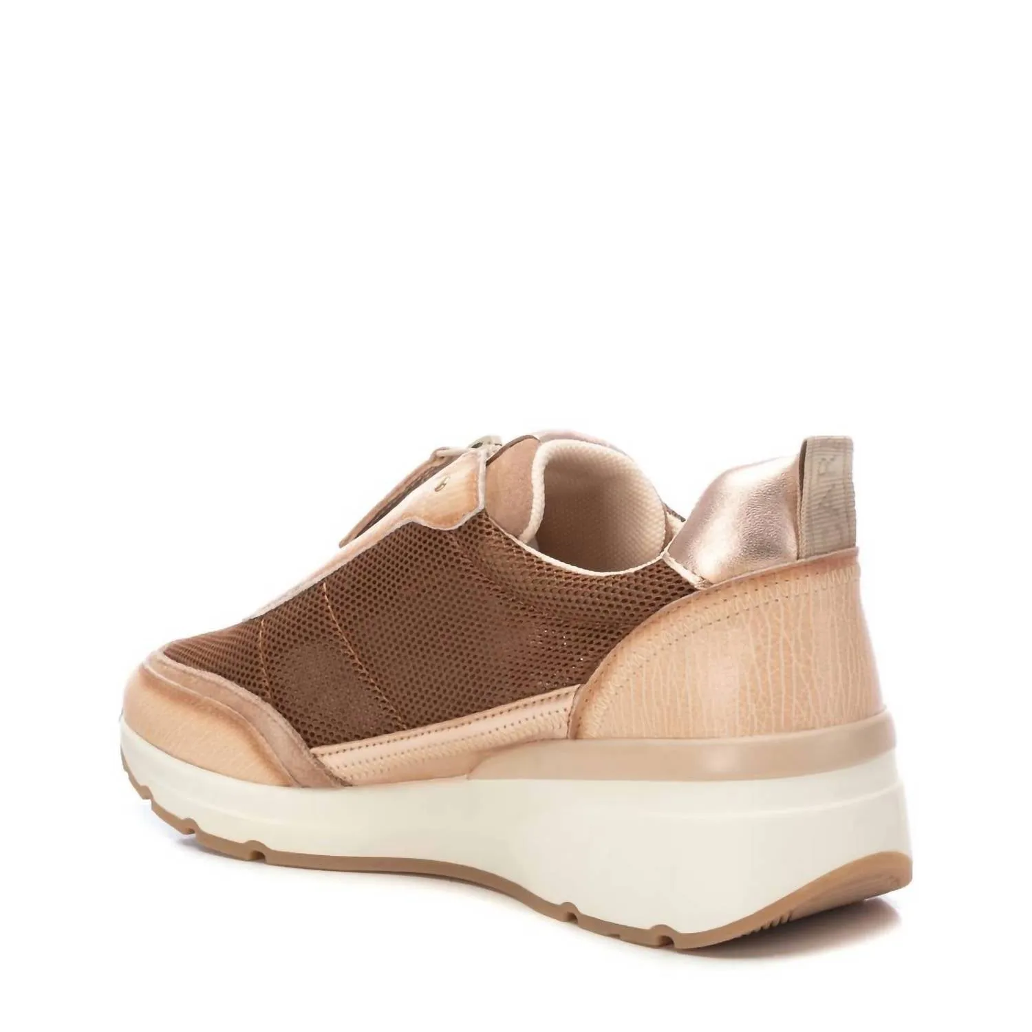 Women's Leather Trainers Sneakers In Beige