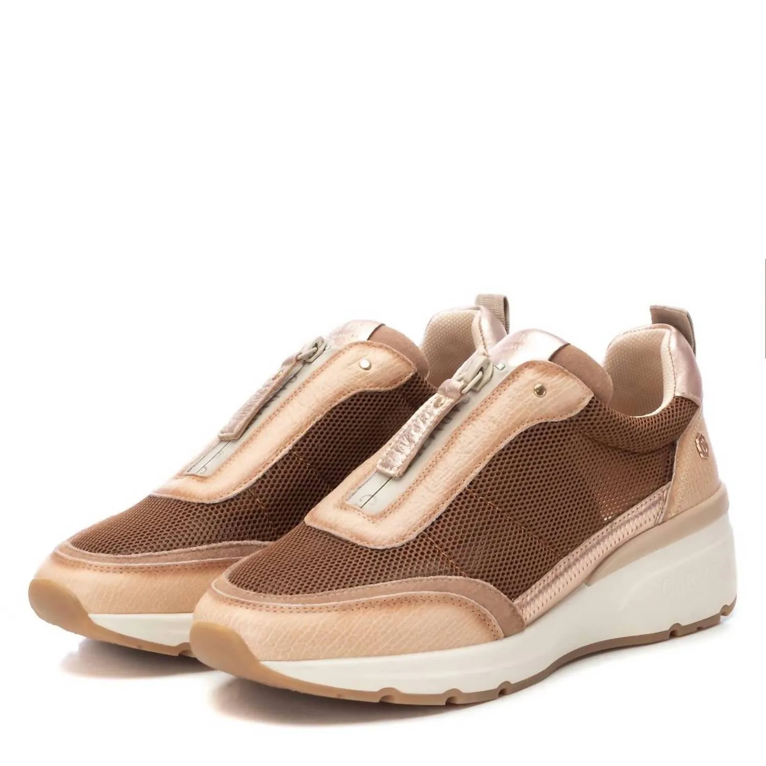 Women's Leather Trainers Sneakers In Beige