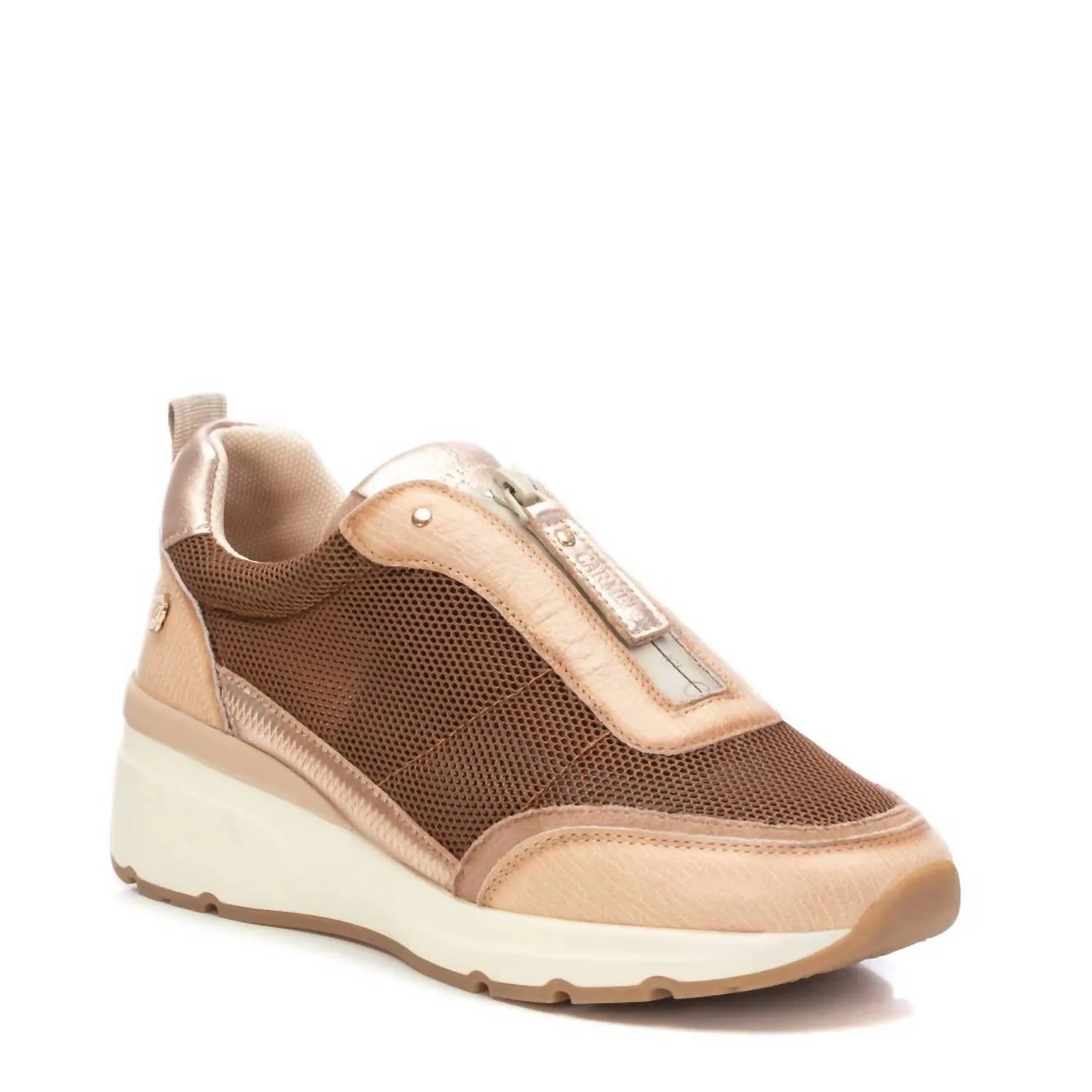 Women's Leather Trainers Sneakers In Beige