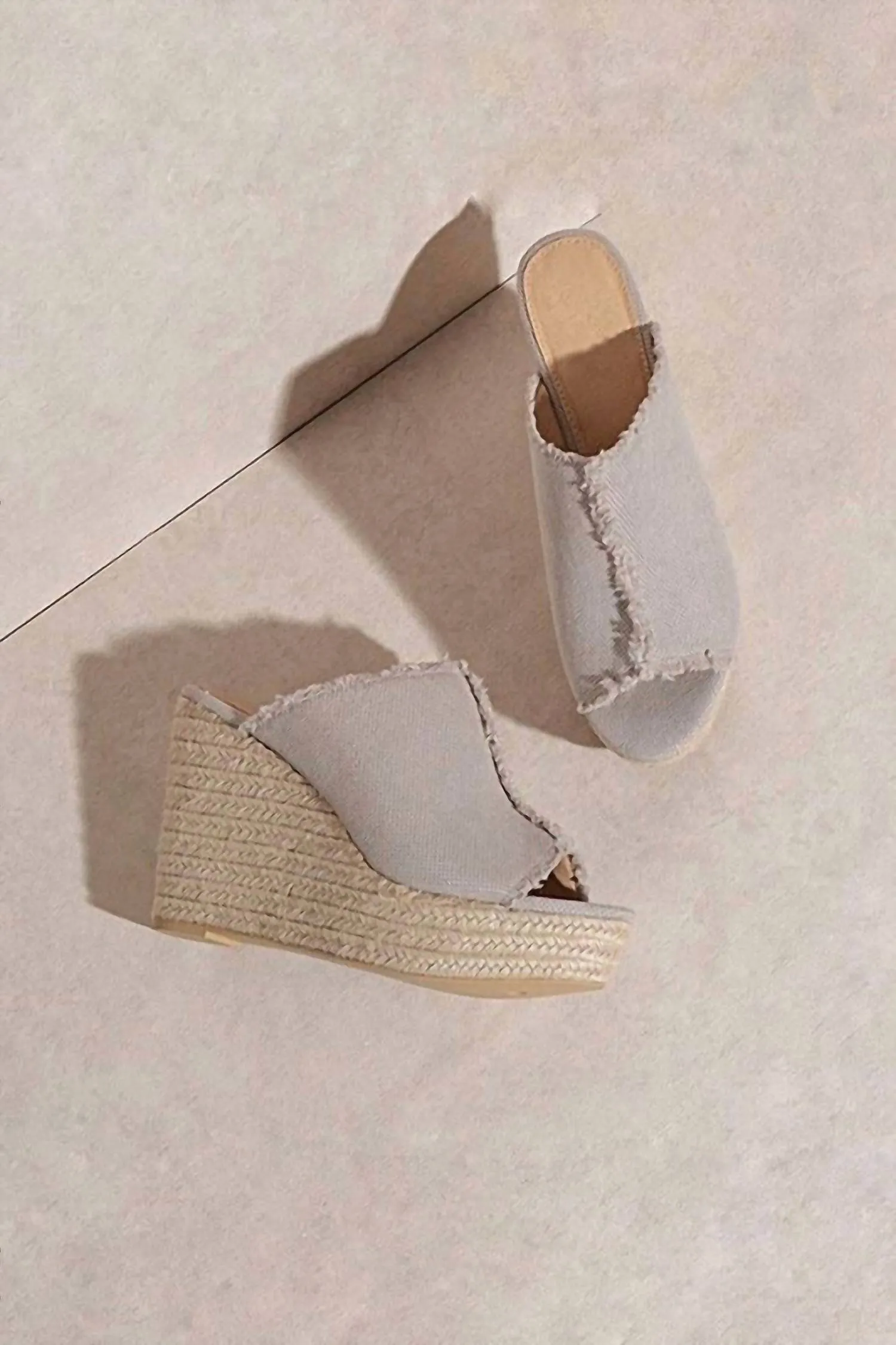 Women's Linen Platform Wedge Sandals In Light Grey