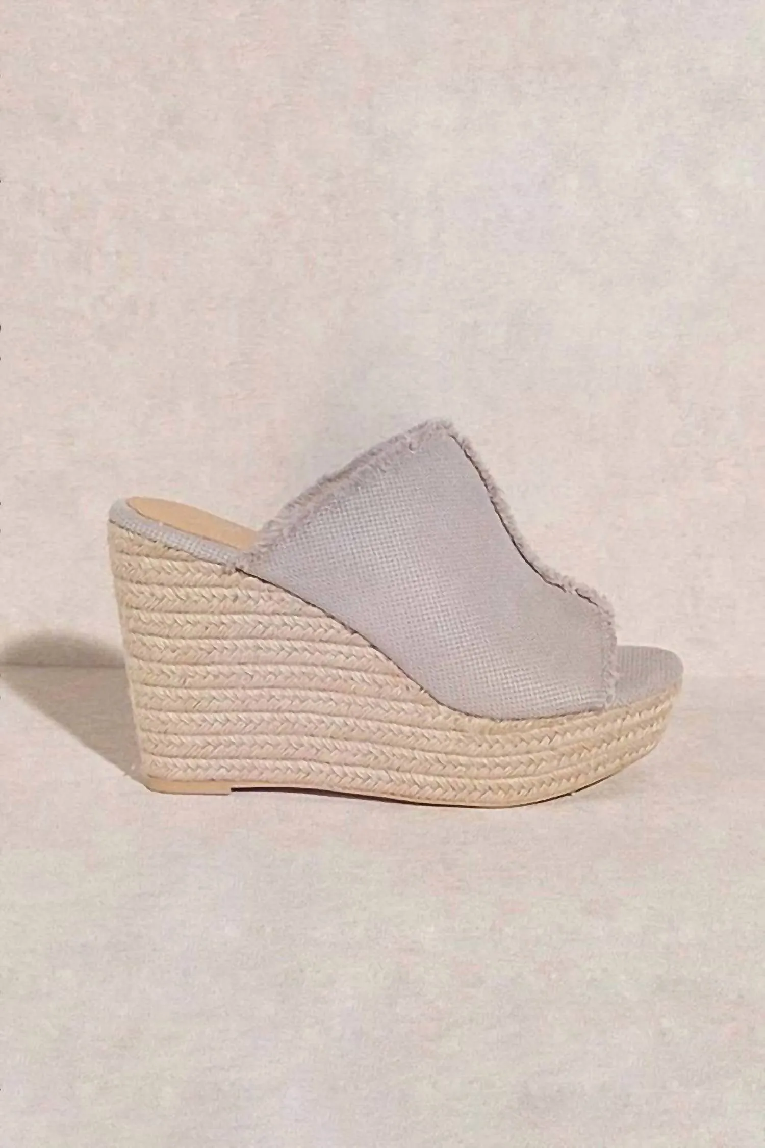 Women's Linen Platform Wedge Sandals In Light Grey