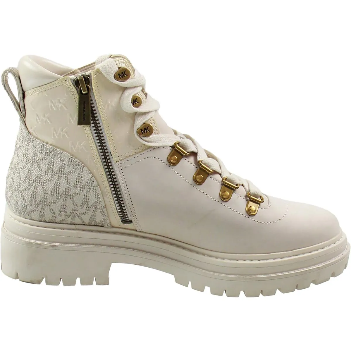 Womens Logo Leather Combat & Lace-Up Boots