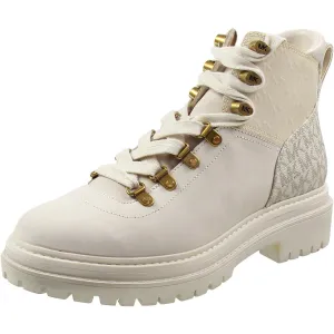 Womens Logo Leather Combat & Lace-Up Boots