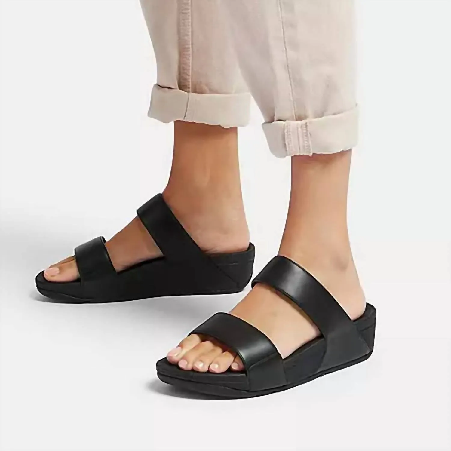 Women's Lulu Adjustable Leather Slide In All Black
