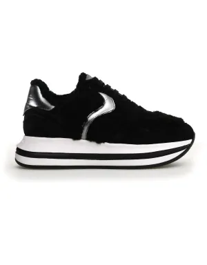Women's Melany Fur Suede Fur Sneakers In Black