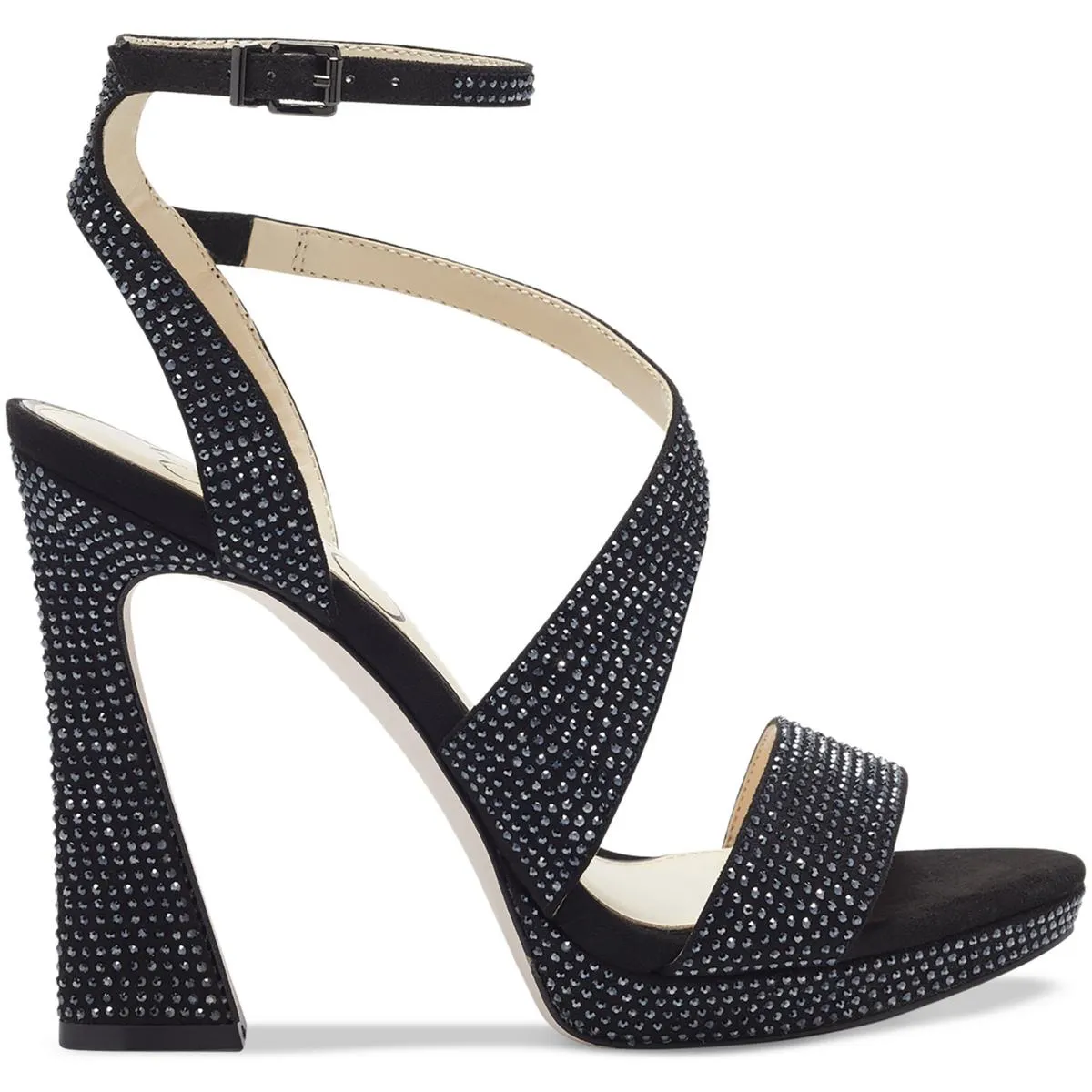 Womens Metallic Rhinestone Ankle Strap