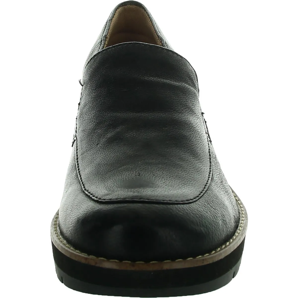 Womens Padded Insole Leather Loafer Heels