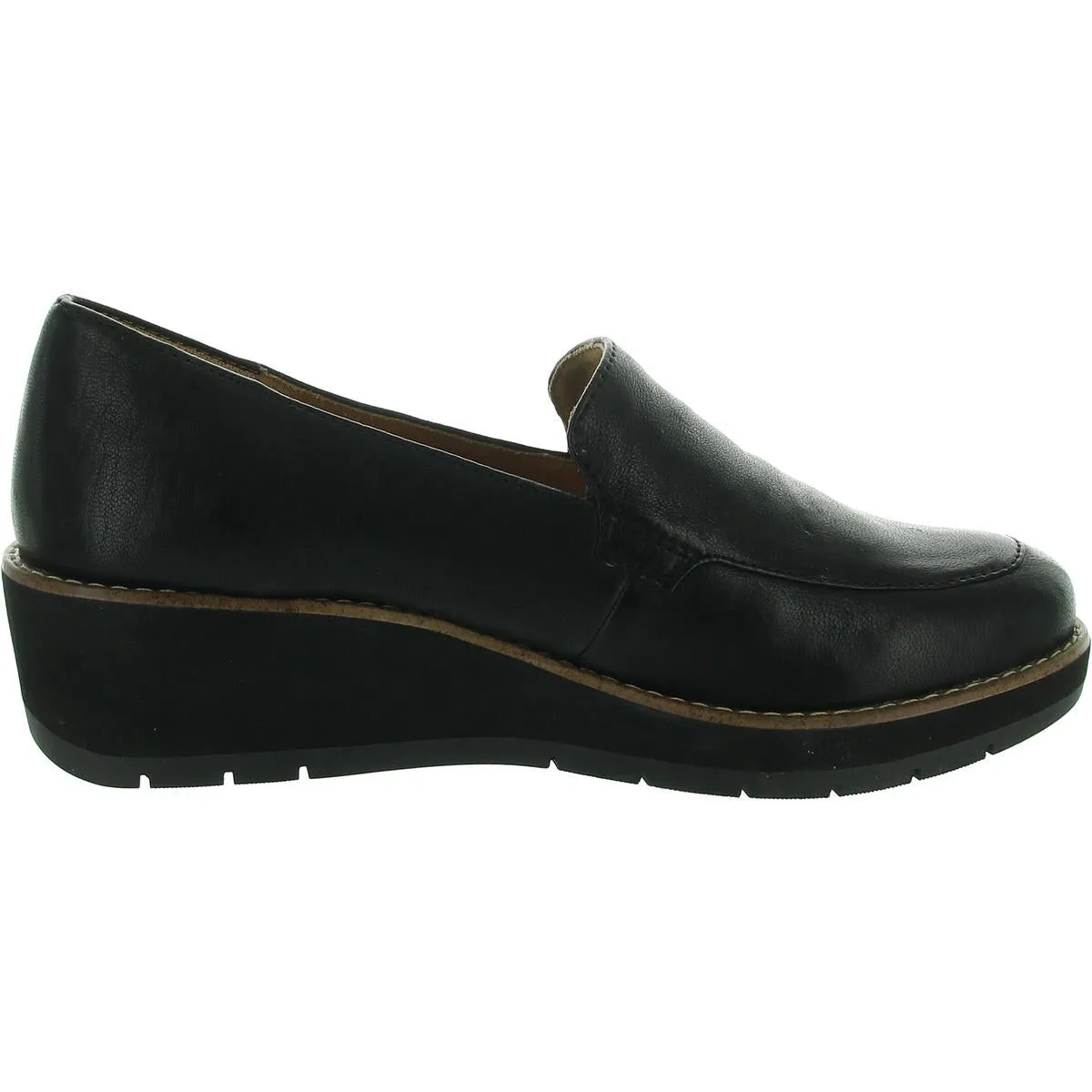 Womens Padded Insole Leather Loafer Heels