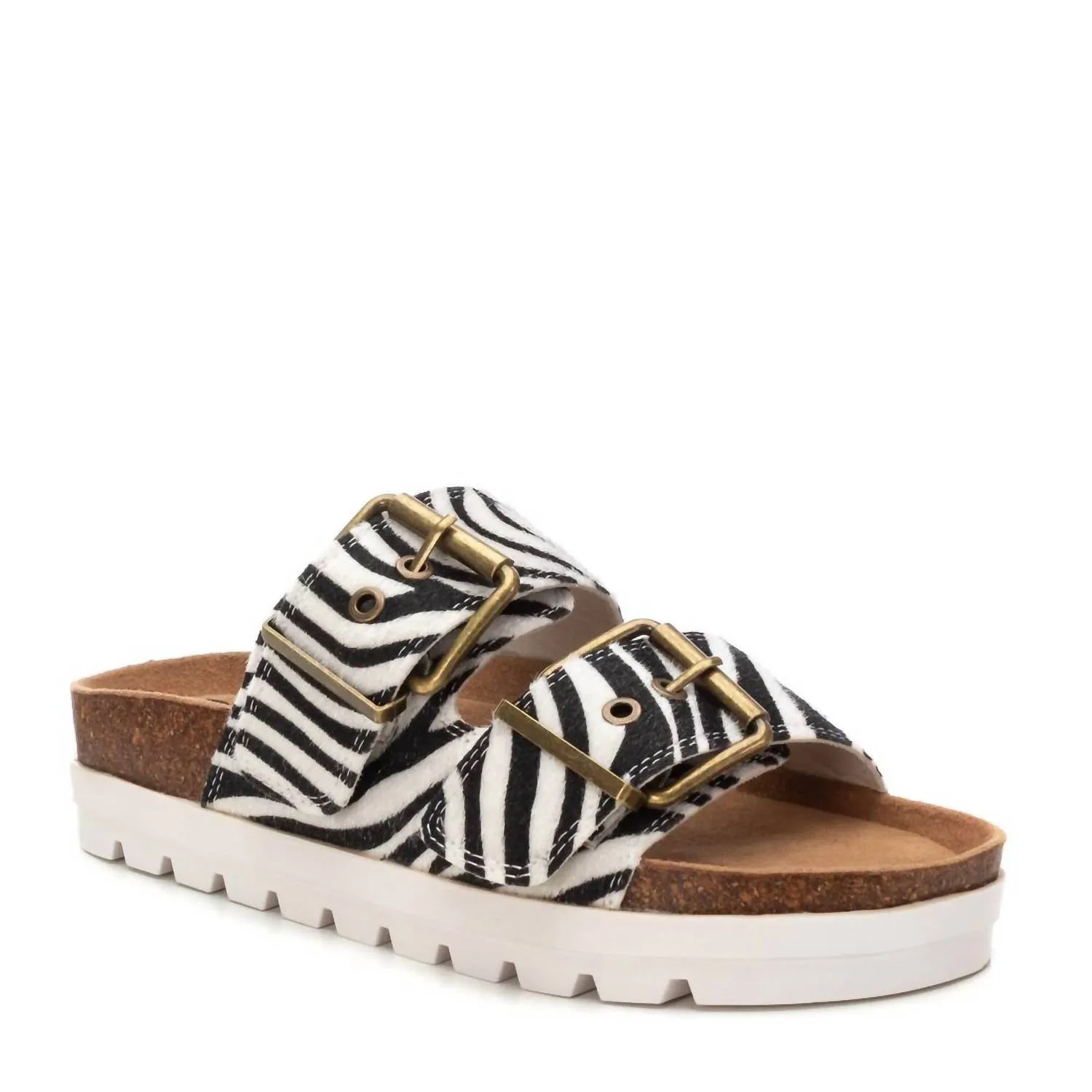 Women's Printed Flat Sandals In White