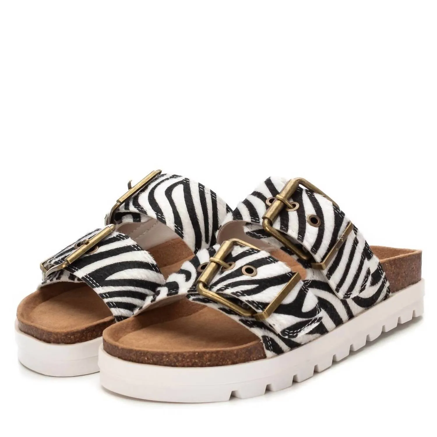 Women's Printed Flat Sandals In White