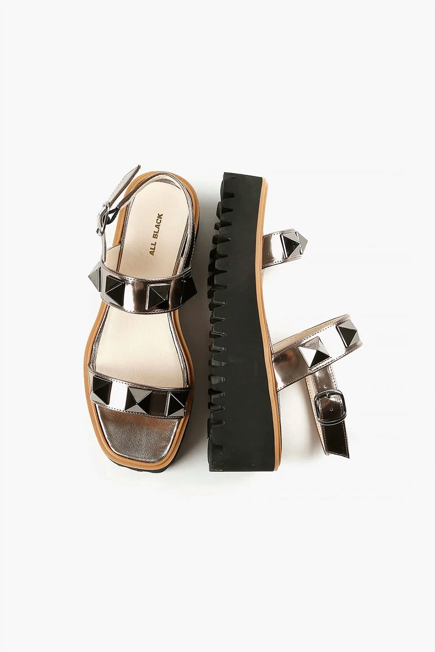 Women's Pyramid Stud Flatform Sandal In Pewter