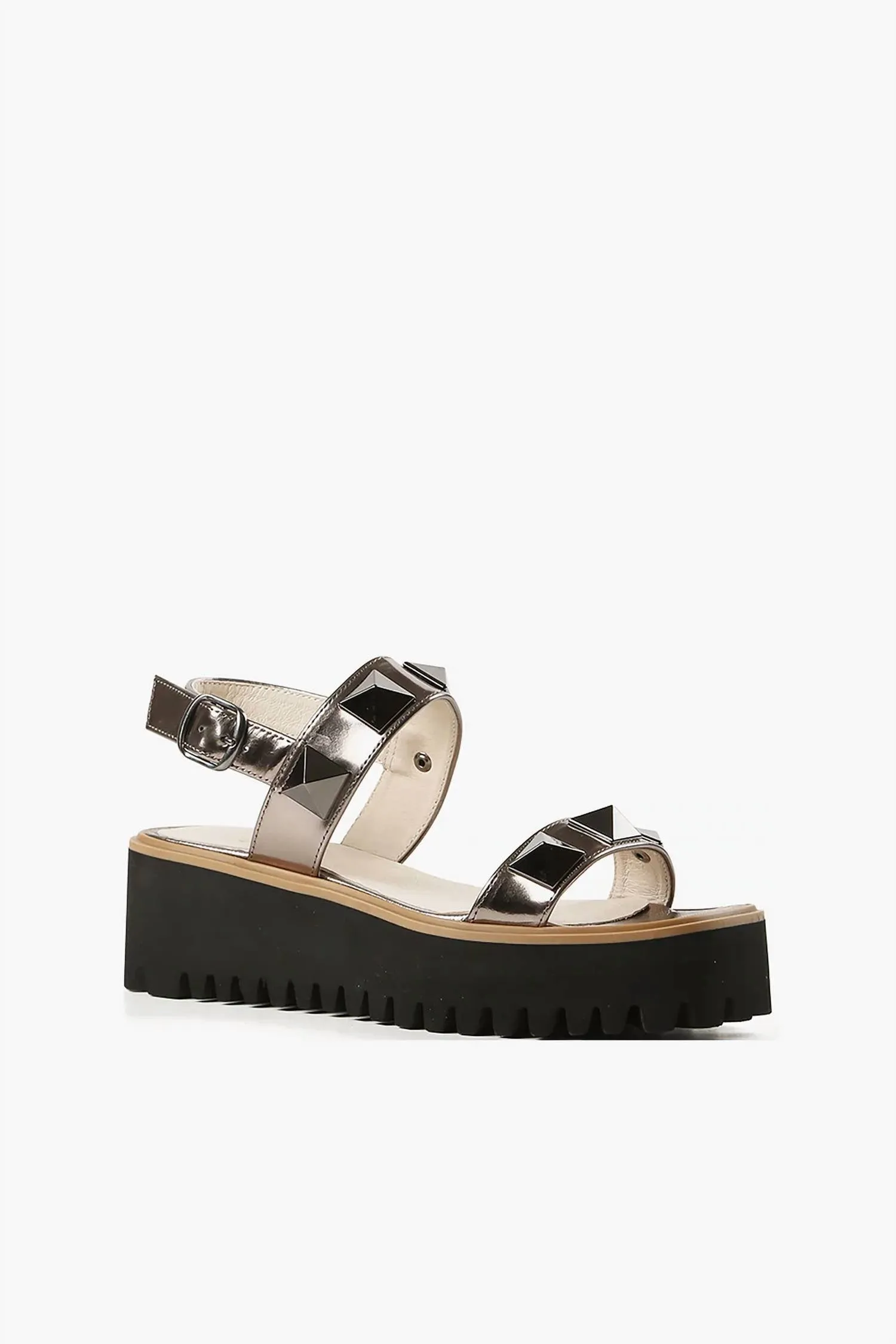 Women's Pyramid Stud Flatform Sandal In Pewter
