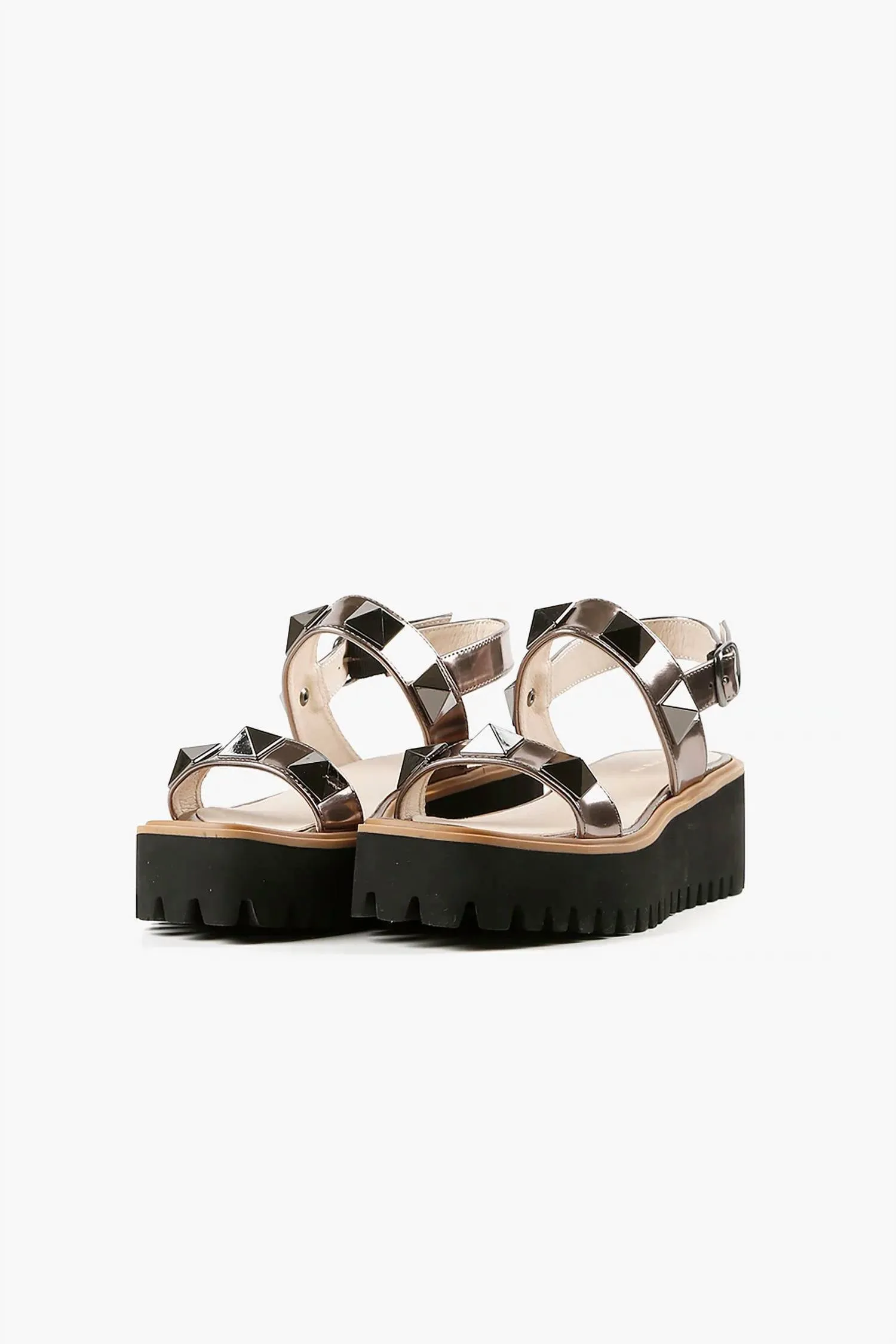 Women's Pyramid Stud Flatform Sandal In Pewter
