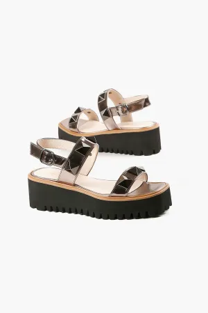 Women's Pyramid Stud Flatform Sandal In Pewter