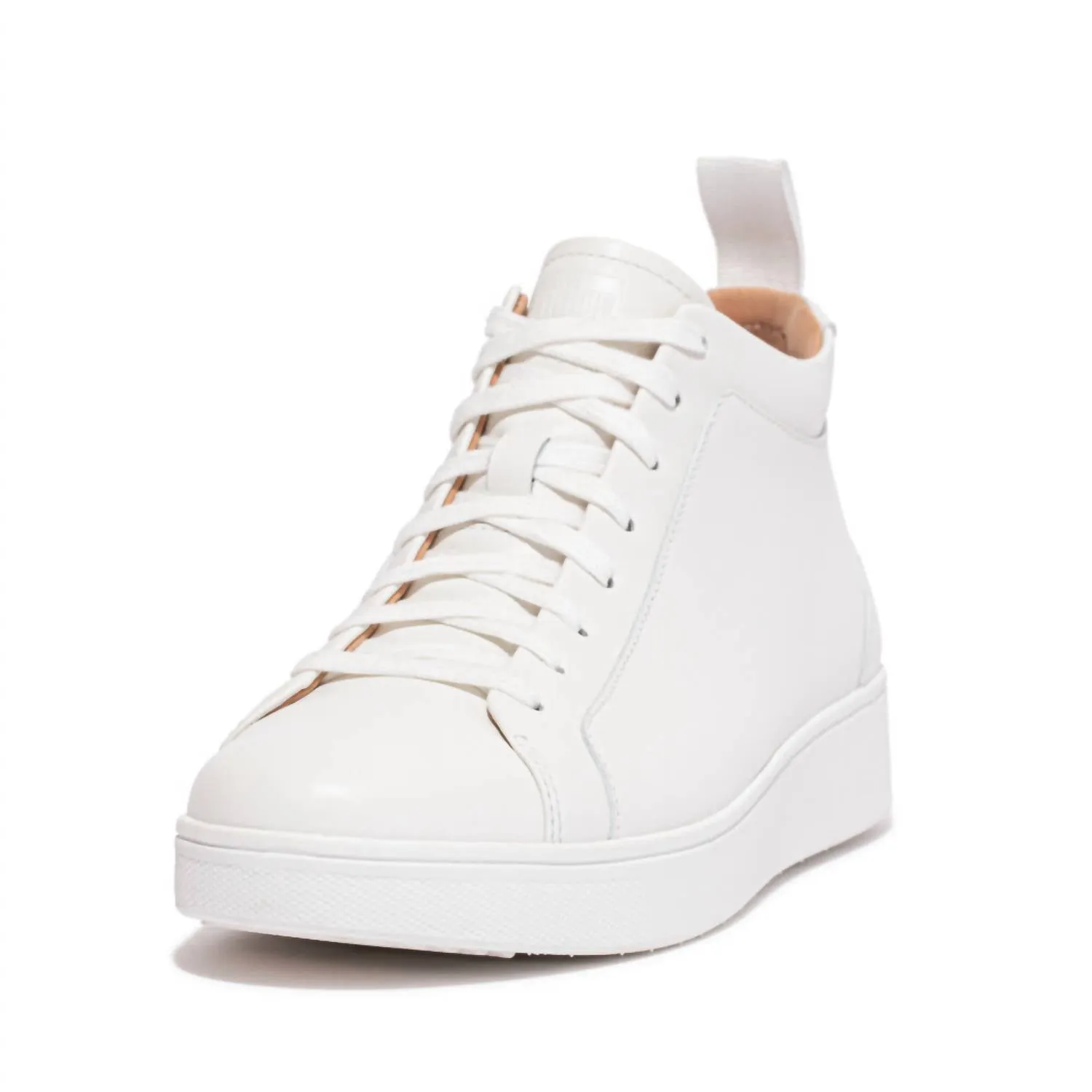 Women's Rally High Top Lace-Up Leather Sneaker With Zipper In White