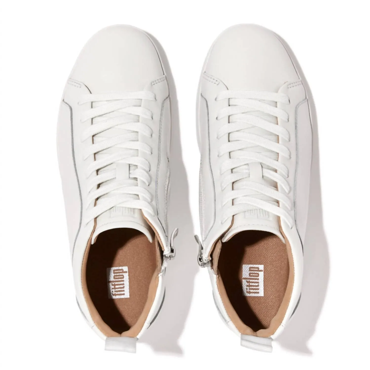 Women's Rally High Top Lace-Up Leather Sneaker With Zipper In White
