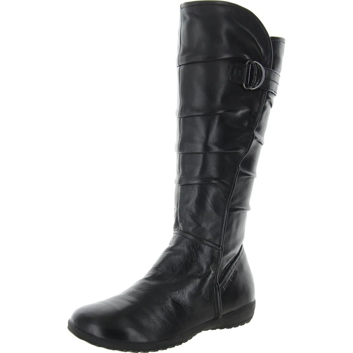Womens Ruched Leather Knee-High Boots