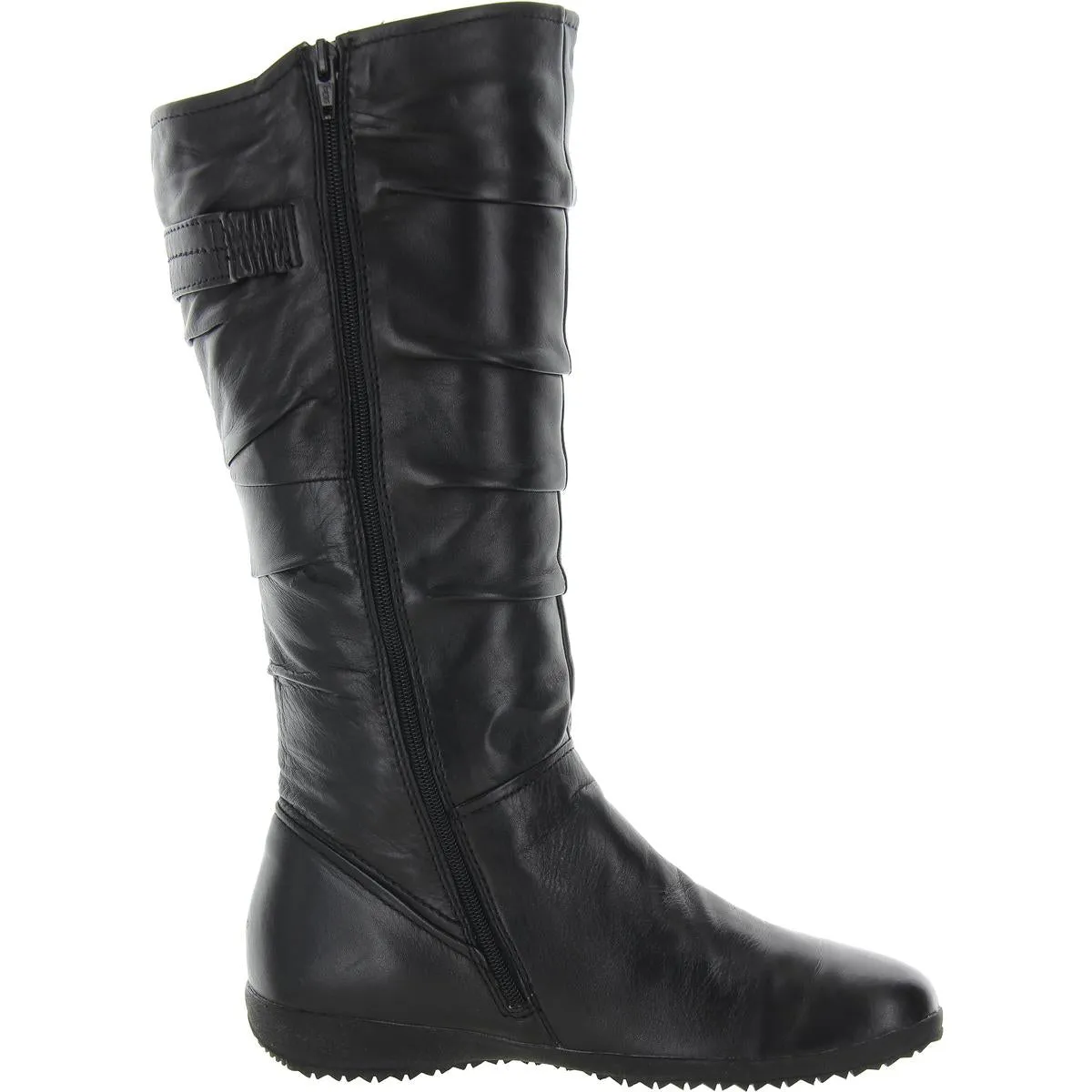 Womens Ruched Leather Knee-High Boots