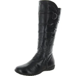 Womens Ruched Leather Knee-High Boots