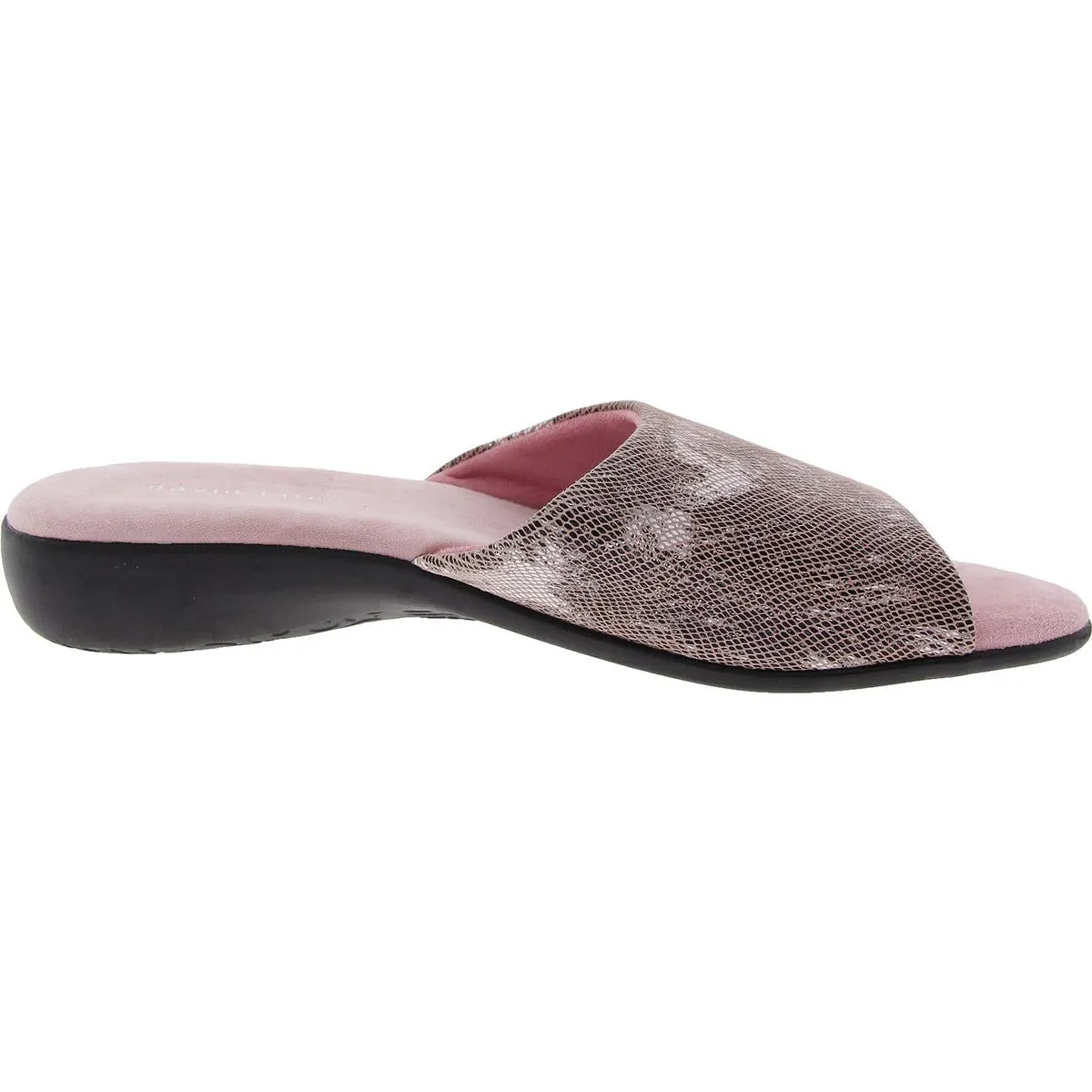 Womens Snake Print Leather Slide Sandals