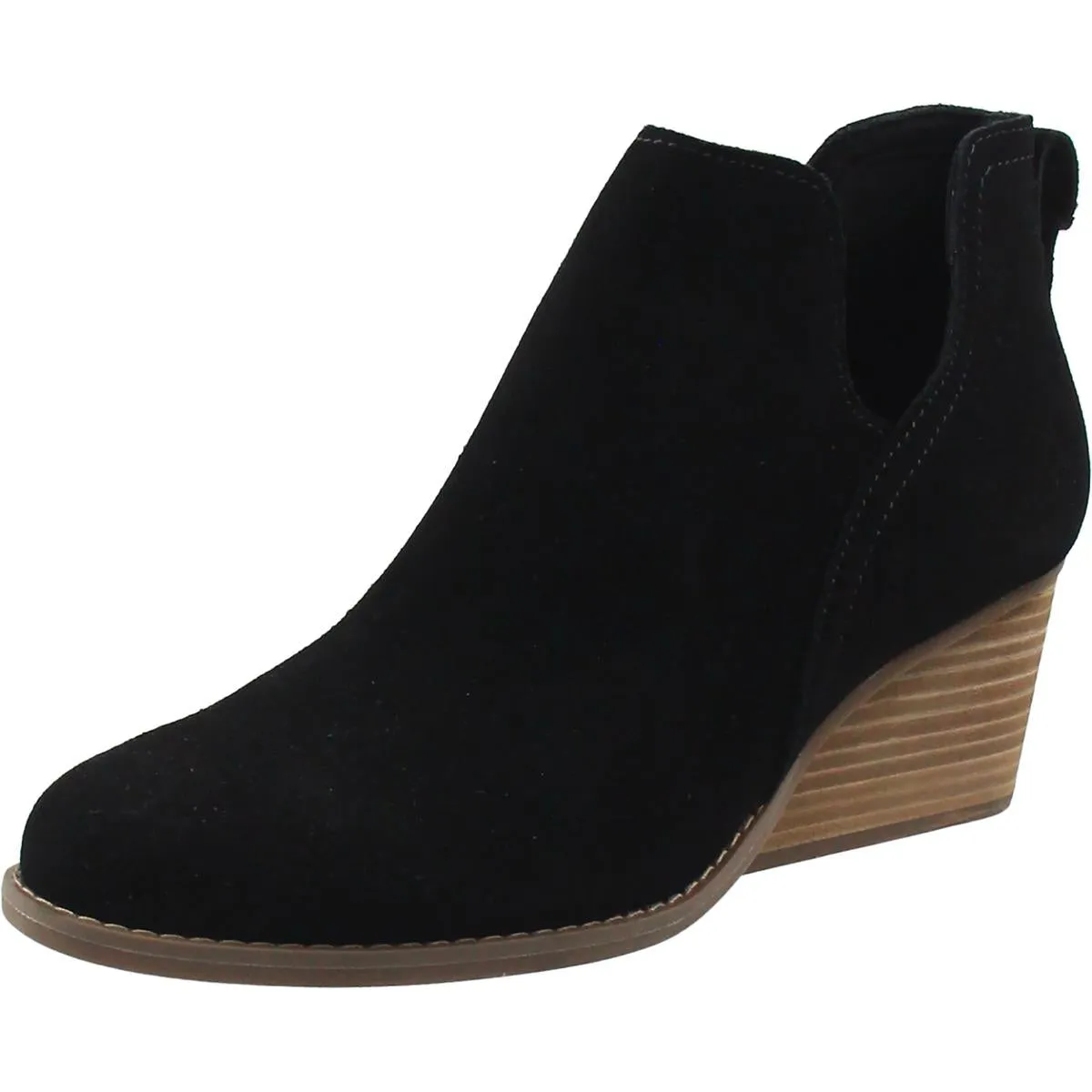 Womens Solid Faux Suede Wedge Boots