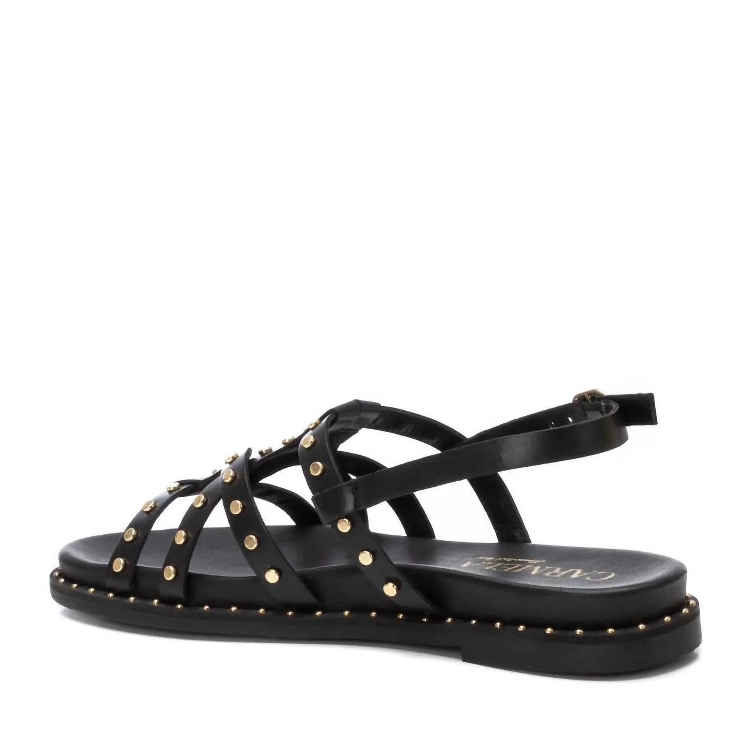 Women's Strappy Flat Sandals In Black