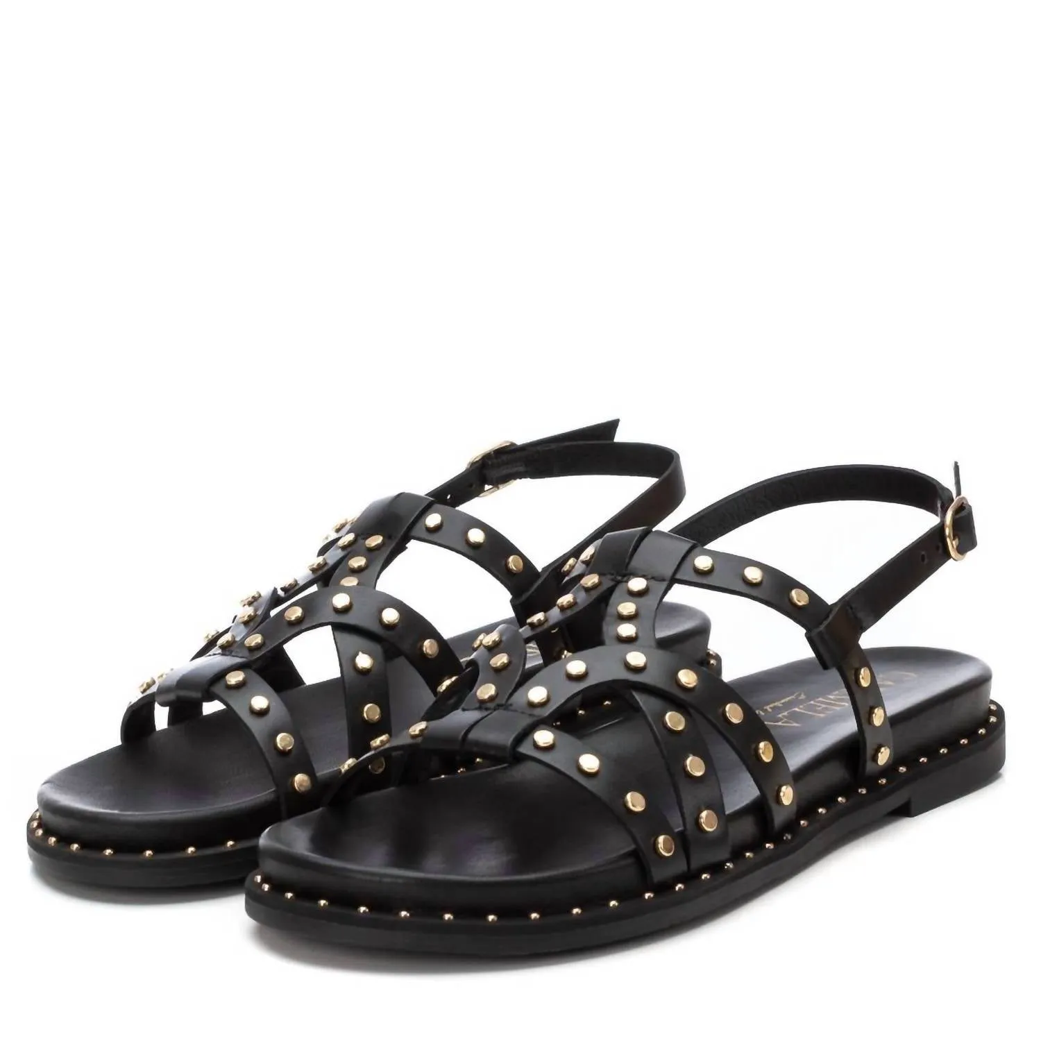 Women's Strappy Flat Sandals In Black