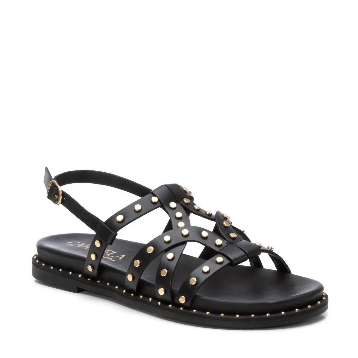 Women's Strappy Flat Sandals In Black