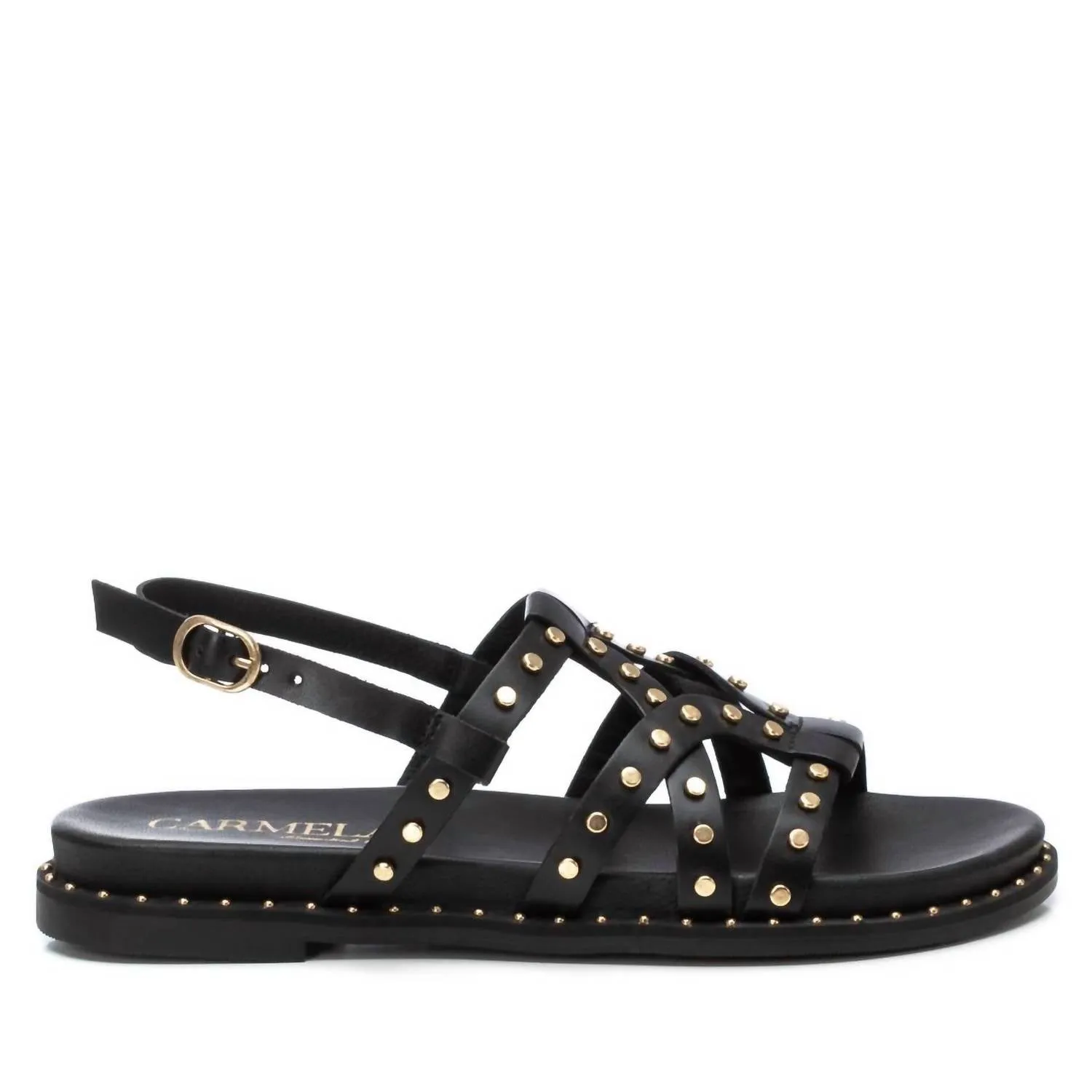 Women's Strappy Flat Sandals In Black