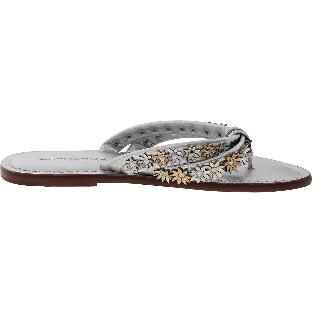 Womens Studded Leather Thong Sandals