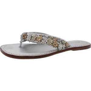 Womens Studded Leather Thong Sandals
