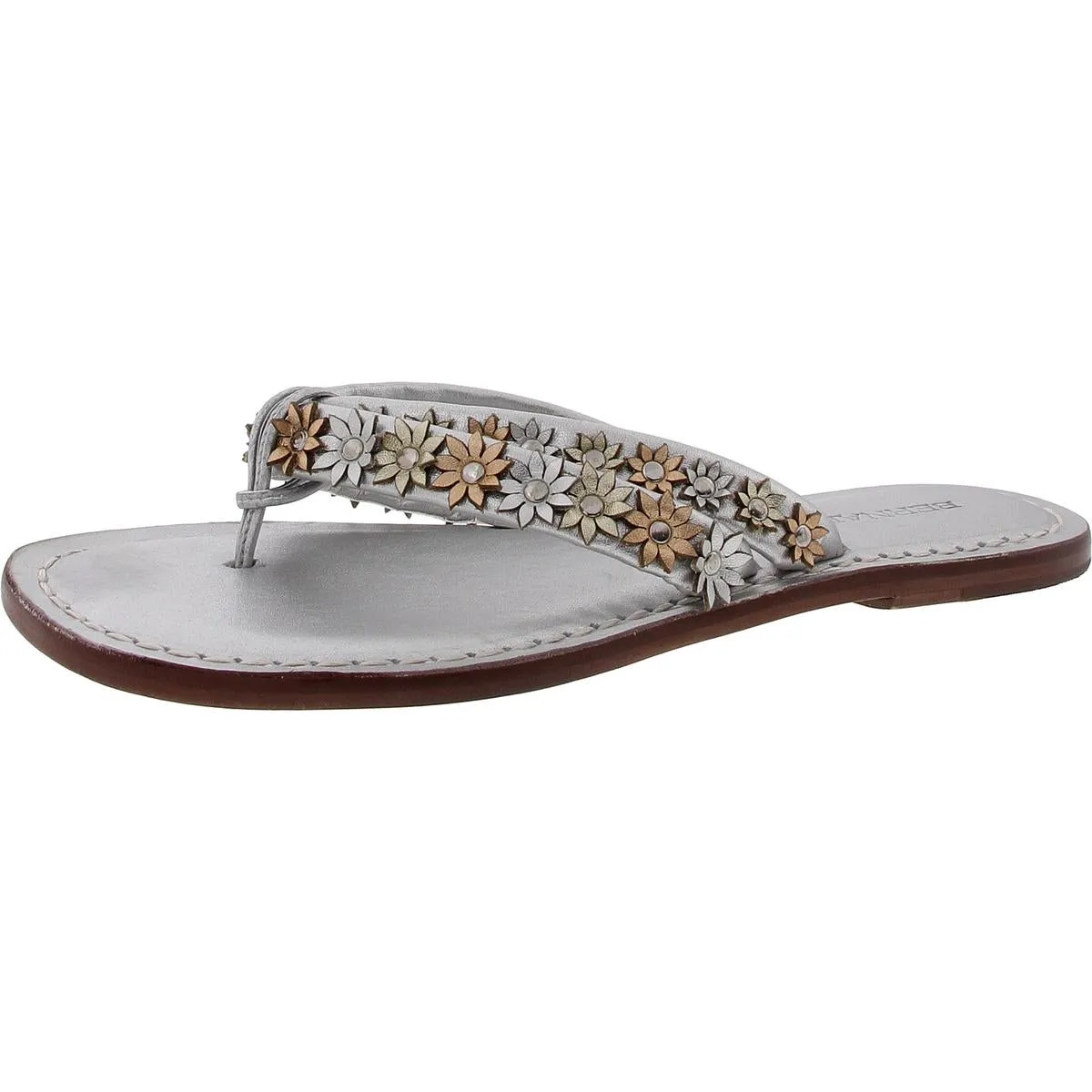 Womens Studded Leather Thong Sandals