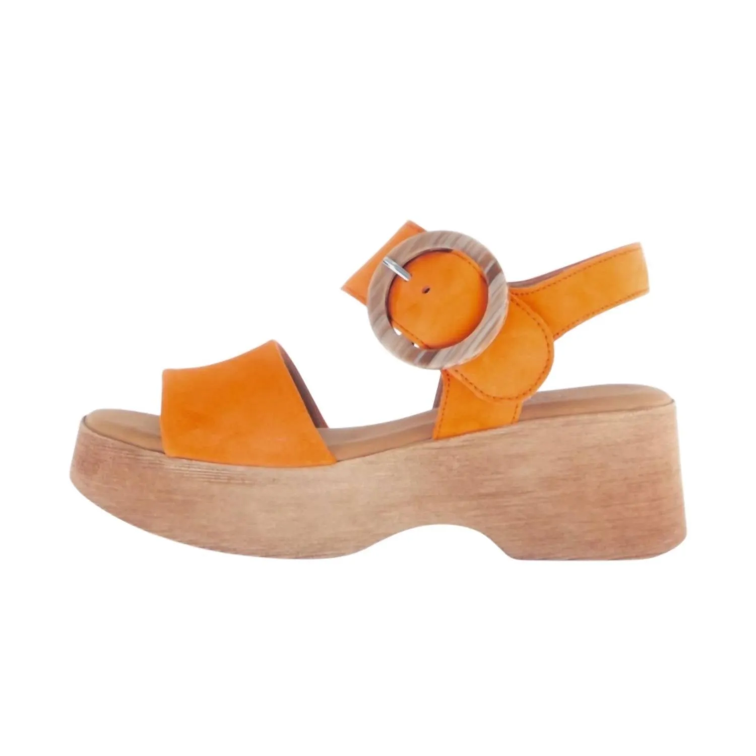 Women's Suede Wedge Sandals In Clementine