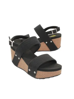 Women's Summerlove Linen Strap Wedge Sandal In Black Linen