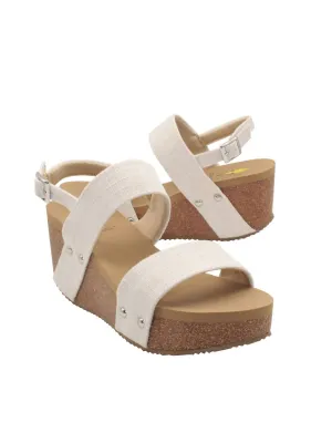 Women's Summerlove Linen Strap Wedge Sandal In Bone Linen