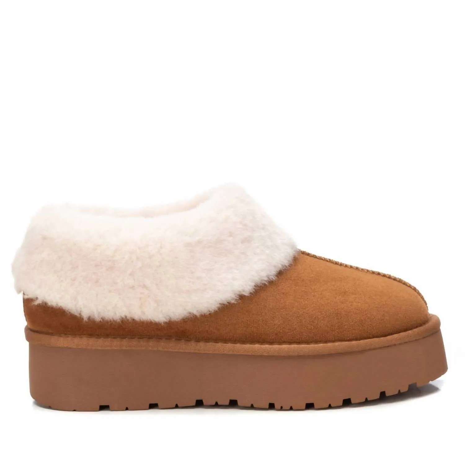 Women's Winter Suede Clogs In Camel