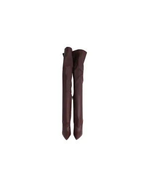 Yeezy Season 5 Stretch Knee Boots in Oxblood Leather