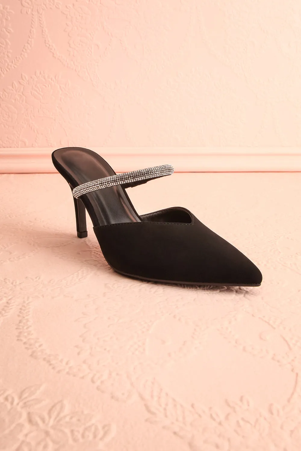 Zariria | Slip-On Heels w/ Rhinestone Strap