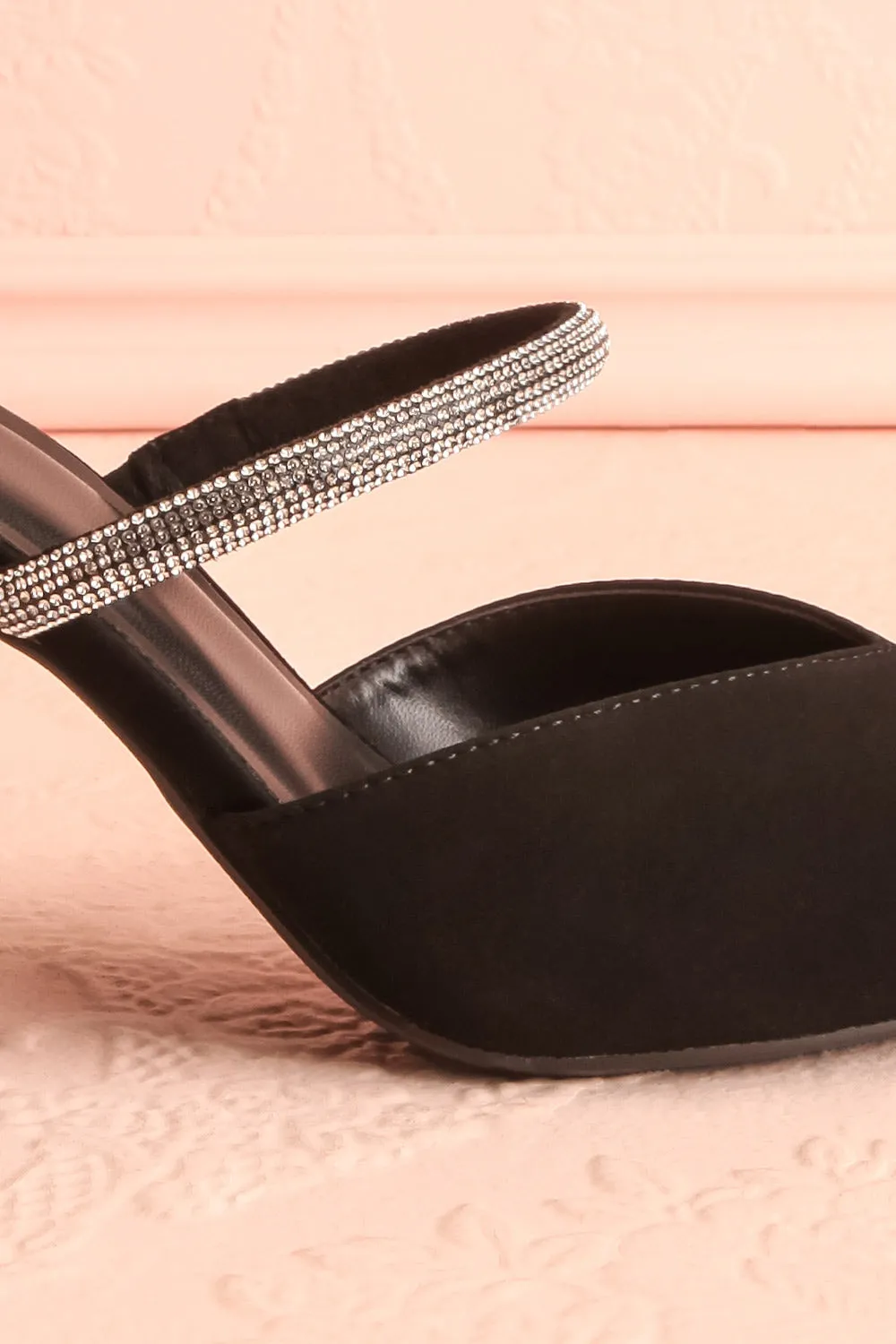 Zariria | Slip-On Heels w/ Rhinestone Strap