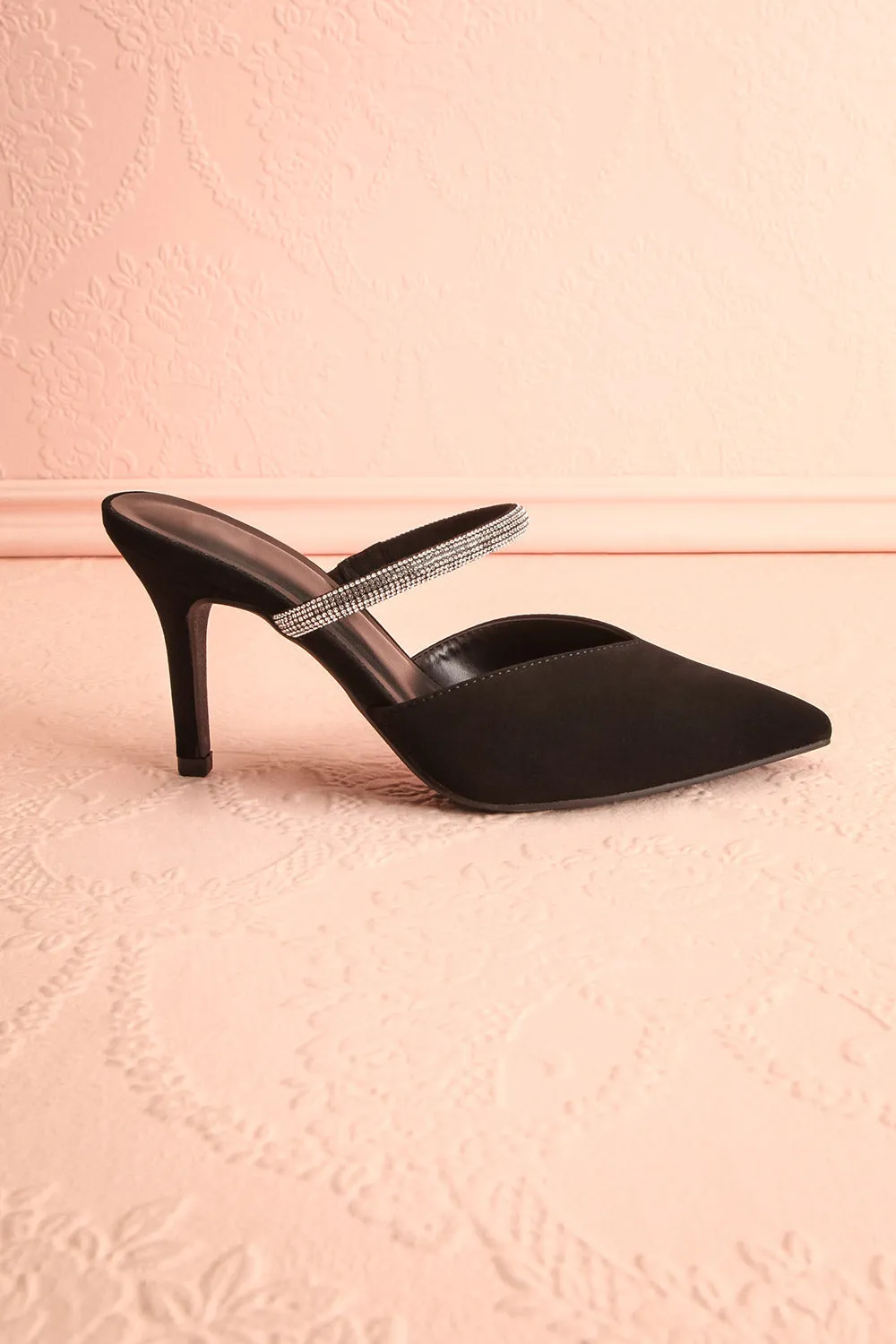 Zariria | Slip-On Heels w/ Rhinestone Strap