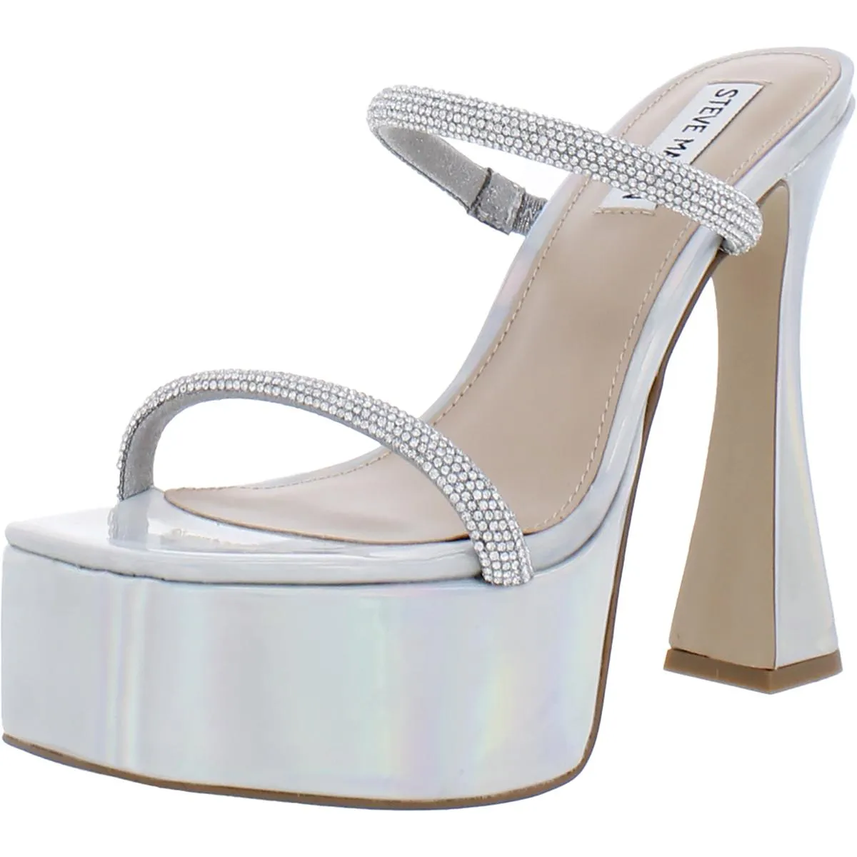 Zayne Womens Embellished Slip-on Platform Heels
